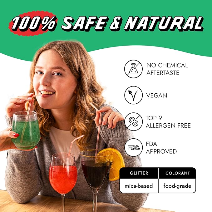 MONÉGASQUE Eden Green Edible Glitter for Drinks 10g – Edible Glitter for Cakes & Cocktails – Food Coloring Spray for Halloween Cake Decorations – Cocktail Drink Shimmer – Green Sprinkles for Cake