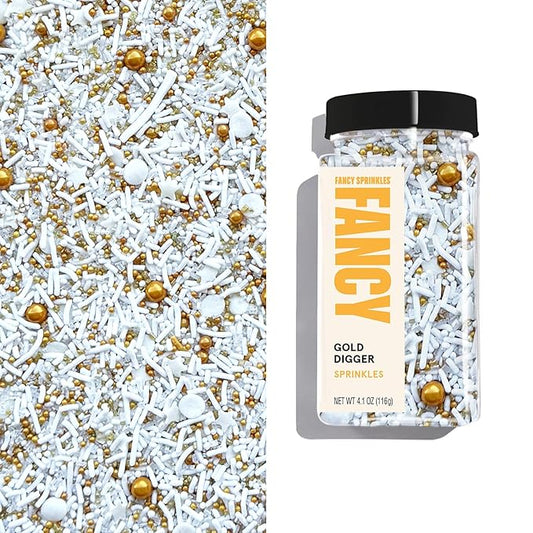 Fancy Sprinkles Gold Digger Sprinkles Real Sugar, For Ice Cream, Cookies, Cakes, Cupcakes, Dessert Decorating Sprinkles (0.5c)