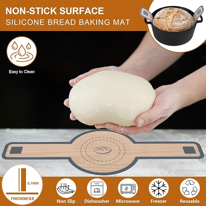 E-far Pre-Seasoned Cast Iron Dutch Oven, 5 Quart 2 in 1 Dutch Oven Pot with Skillet Lid and Silicone Bread Sling, Ideal for Bread Baking, Cooking, Stewing, Frying, Induction & Oven Safe - Black