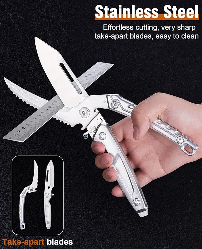 2PCS Brisket Carving Knife and Poultry Shears Set for BBQ, Very Sharp Butcher Slicing Knife, Heavy Duty Kitchen Scissors for Meat Beef Turkey Cutting, Gifts for Men Women