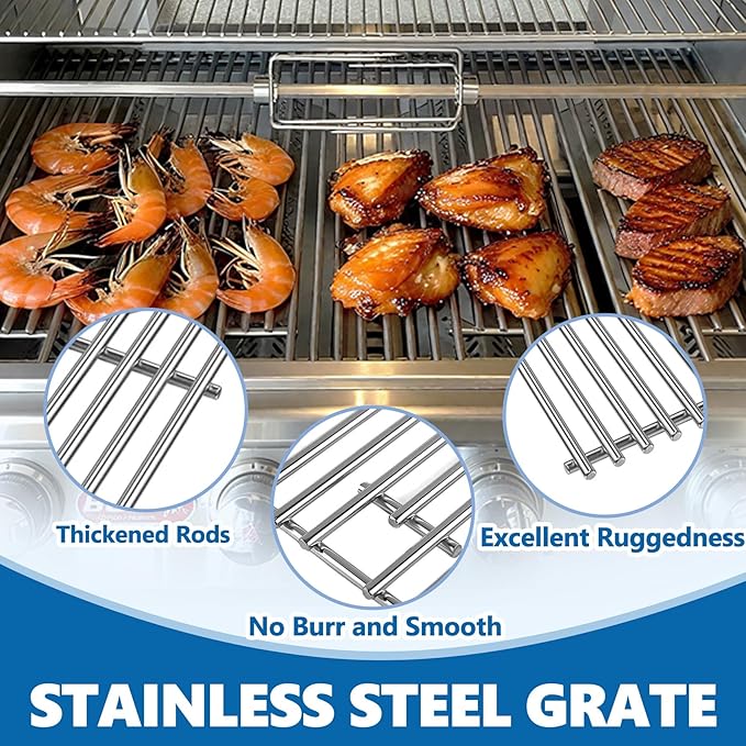 SafBbcue 16517 Cooking Grates for Bull 4 Burner Grill Replacement Parts Bull Angus 47628 47629 47628CE 47629CE Bull Steer 69008 69009 Bull Outlow 26038 26039 Lion Premium 75000