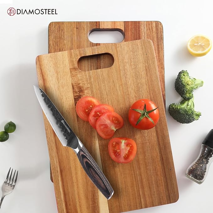 Kitchen Knife Set - 3 Pieces Knives Set for Kitchen High Carbon 9CR18MOV Steel, Hammered Black Oxide Blade & Pakkawood Handle - Profession Chef Knife Set Elegant Holiday Gift for Chefs