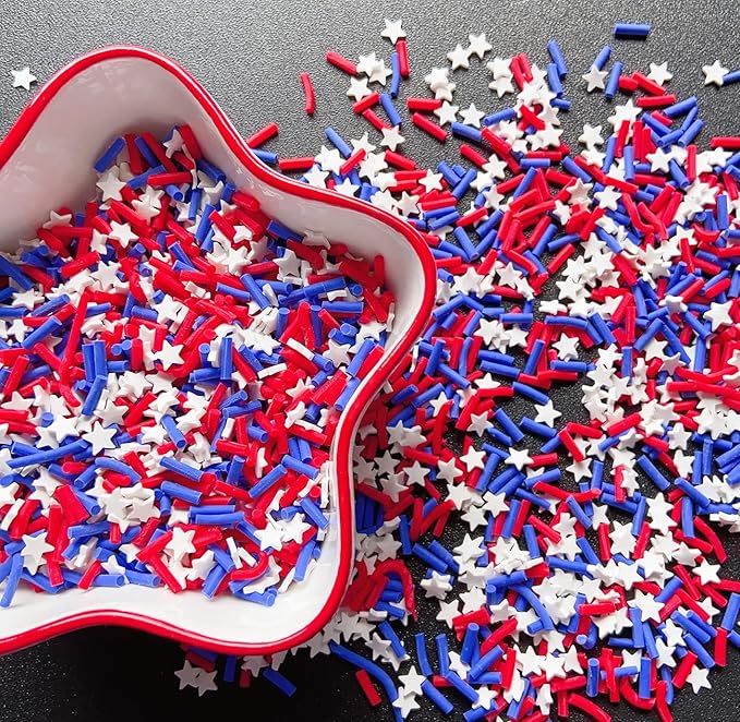 EHOPE Fake Sprinkles Resin Sprinkles Fake Candy Sprinkles Clay Sprinkles Polymer Sprinkles Polymer Clay Slices for Nail Art DIY Crafts Cake Phone Case(40G-Blue Sugar granules+ Stars-16)