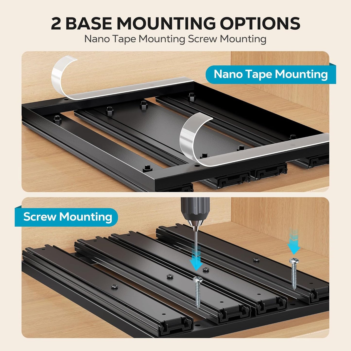 Nieifi Pull Out Spice Rack Organizer, 2 Tiers, Black, Spice Organization for Cabinet, Height Adjustable, Easy to Install