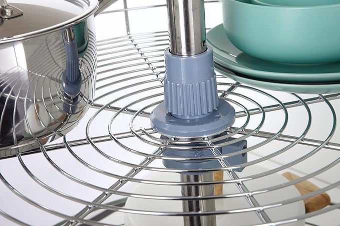 Dowell 18" Round Lazy Susan, 2 Shelves, Kitchen Wall Corner Cabinet Organizer (Chrome 4001 360D)