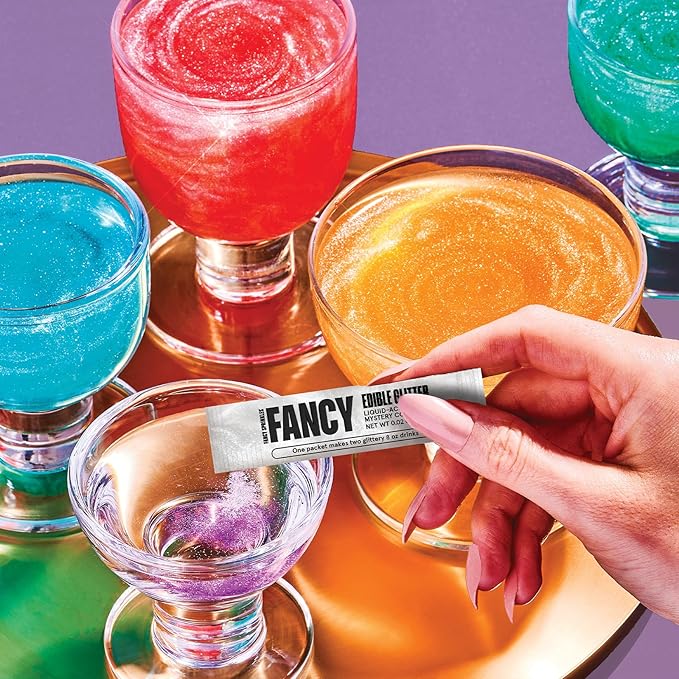 Fancy Sprinkles Mystery Colors Edible Glitter Packets Portable & On-The-Go for Sparkling Drinks, Champagne, Cocktails, Wine, Beer, & more (2 Pack)