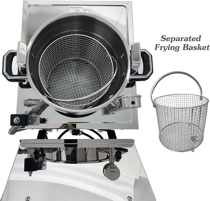 INTSUPERMAI 16L Commercial Countertop Pressure Fryer, Stainless Steel High Pressure Fried Chicken Machine, Electric Multi-function Deep Fryer Cooking Machine, 110V, 2400W, 8PSI