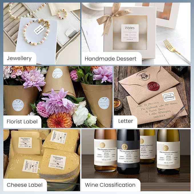 CLABEL Thermal Label Maker Machine: 221B Bluetooth Label Maker Machine with Tape Mini Sticker Printer Barcode Printer Compatible with Smartphone with 1 Roll 40x30mm Label (Blue)