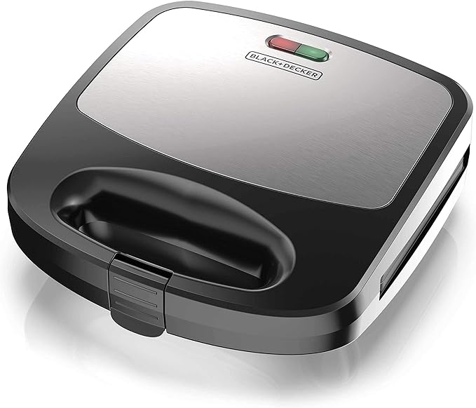 BLACK+DECKER 3-in-1 Waffle Iron, WM2000SD, Grill and Sandwich Press, Non-Stick Removable Plates, Space Saving Compact Design