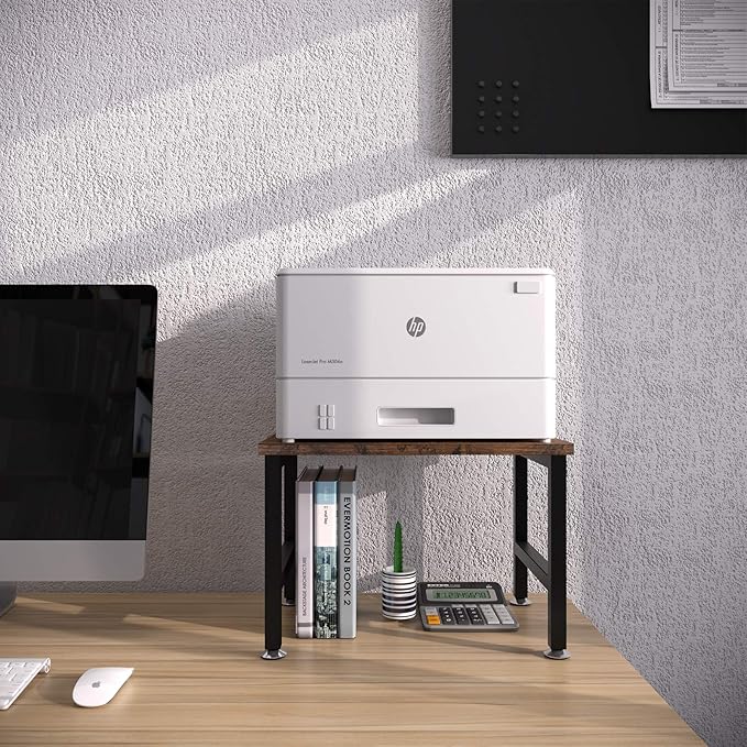 OROPY Vintage Printer Stand Holder - Multi-Purpose Desktop Shelf Storage Organizer for Printers, Fax Machine, Scanner, Office Supplies with Adjustable Anti-Skid Feet