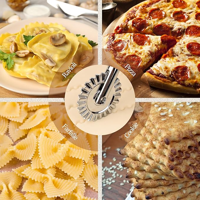 Short Handle Small Cutter Wheel - Exquisite Wooden Handle, Perfect for Pasta, Pizza, Ravioli, Cookie - Versatile Crinkle and Biscuit Cutter for Effortless Slicing