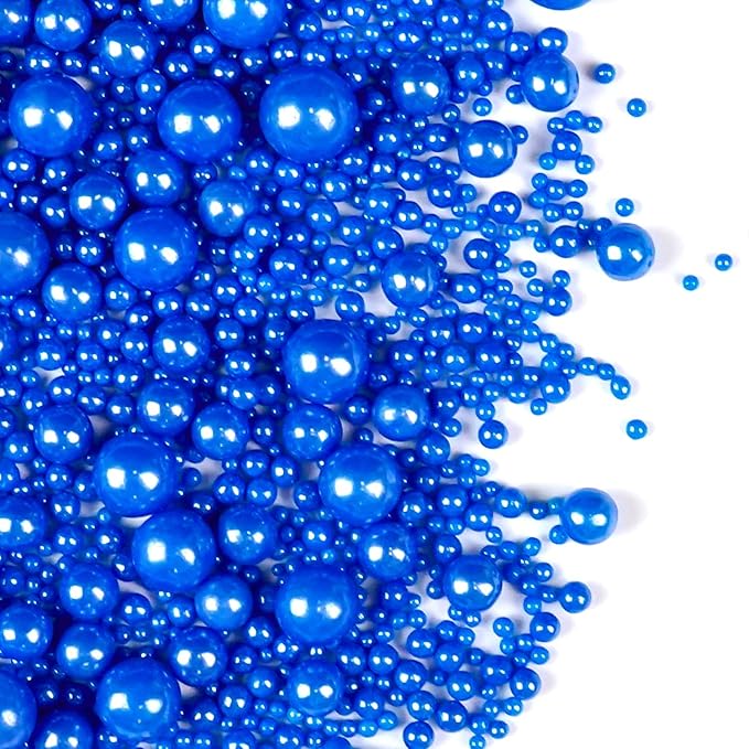 Deep Blue Pearl Sugar Sprinkles, Edible Candy Pearls, 150g/5.29oz, Blue Sprinkles for Cake Decorating, Baking Cake Decorations, Ice Cream Toppers, Cupcakes, Wedding Party Chirstmas Supplies