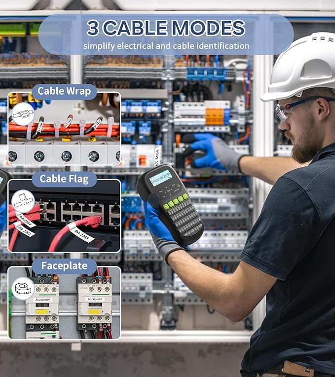 Label Maker Waterproof-Labels, Wire Cable Label Maker, Labeler Machine with Tapes Laminated, H1100 Handheld Labeling Maker with Backlit-LCD & One-Touch Key, Home Industrial Office Organization