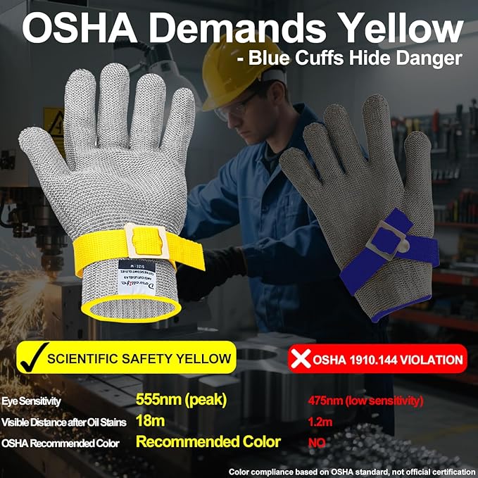 Dowellife ANSI A9 Cut Resistant Glove Food Grade, Stainless Steel Mesh Metal Knife Cutting Glove for Butcher Oyster Shucking Kitchen Mandoline Chef Slicing Fish Fillet (Small)