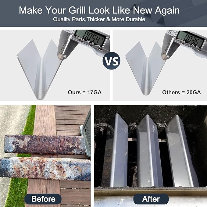 Criditpid Grill Replacement Parts for Weber Spirit I/II 200 with Front Control, 7635 Flavorizer Bars & 69785 Grill Burner Tubes Kit for Weber Spirit E210, E220, S210, S220 Grill, Stainless Steel.