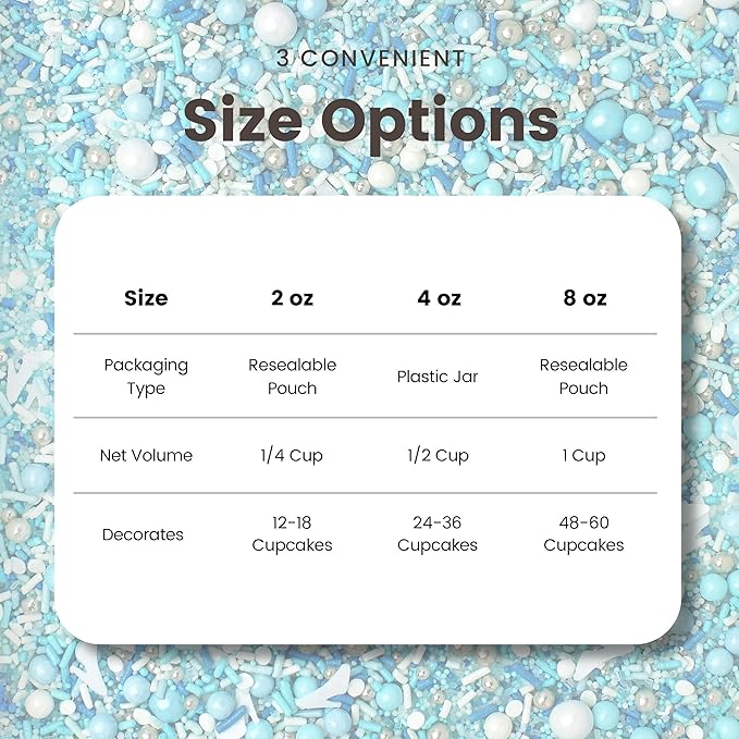 Sprinkle Pop Glass Slipper Princess Sprinkle Mix| Blue White Sprinkles with ~10 Frozen Shoe Wafer Paper and Silver Dragees| Girl Sprinkles Made in USA for Decorating Birthday Cupcakes Cake Donuts, 2oz