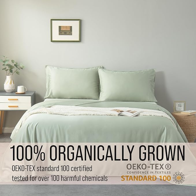 Bella Coterie Luxury Bamboo Viscose Twin XL Size Sheet Set | 100% Organically Grown | Ultra Soft | Cooling for Hot Sleepers | 18" Deep Pocket [Sea Glass]