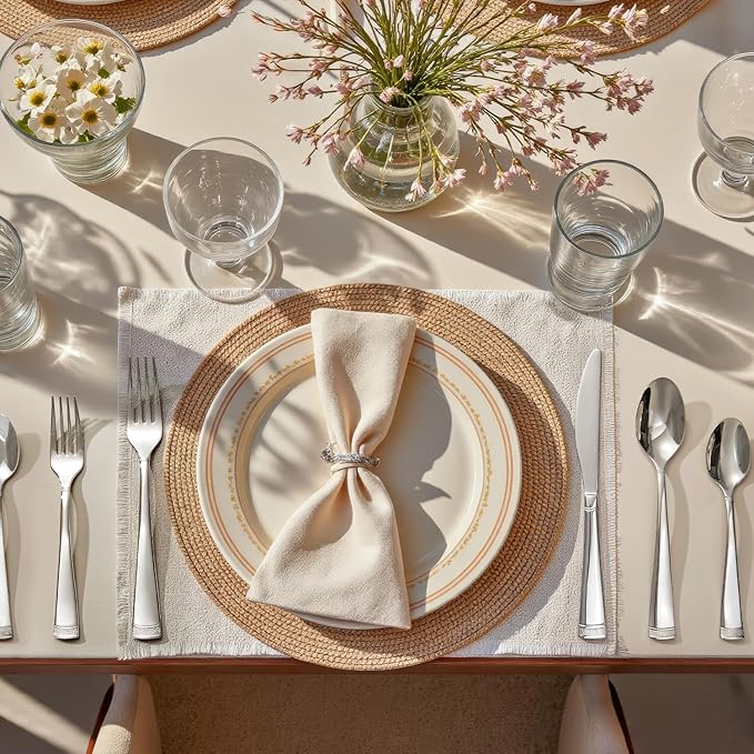 KINGSTONE Silverware Set, 20-Piece Flatware Set for 4, 18/10 Stainless Steel Cutlery Set with Bead Edge, Utensil for Kitchen, Home, Party, Wedding, Mirror Polished, Dishwasher Safe, Featured Gifts