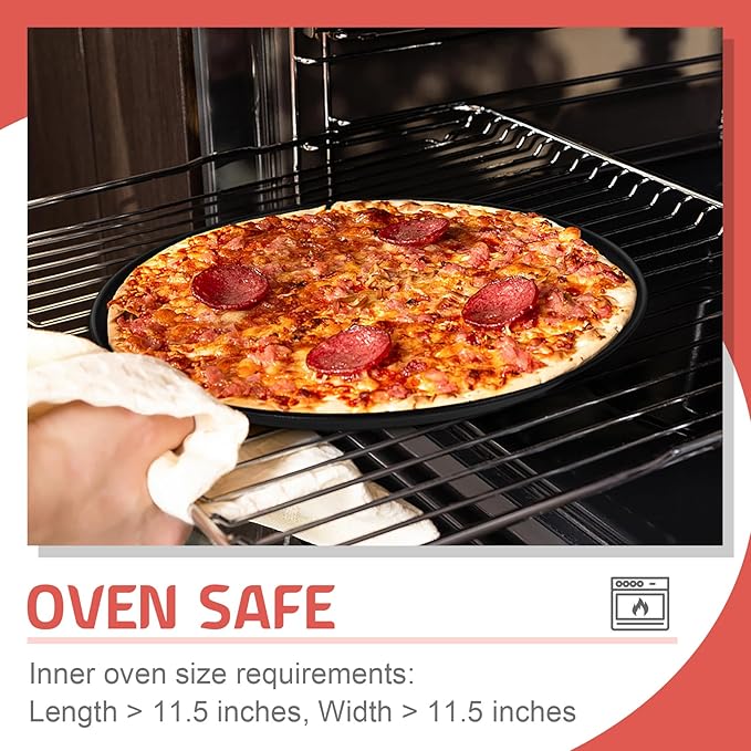 P&P CHEF Pizza Pan Bakeware for Home Kitchen, Stainless Steel Pizza Tray for Baking Pizza, Healthy & Reusable & Easy Clean, Oven & Freezer Safe, 10 Inch & Black
