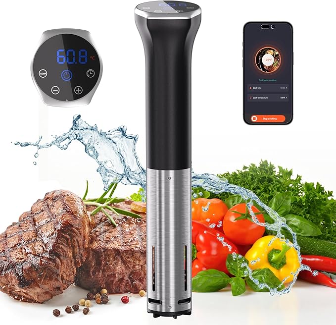 Sous Vide Machine, Sous Vide Cooker 1100W, WiFi Connect App Control with Recipe, Fast-Heating Immersion Circulator Cooker with Accurate Temperature and Time Control, Ultra Quiet, IPX7 Waterproof