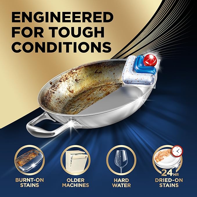 Finish Ultimate Dishwasher Pods, No Pre-Rinse Dishwasher Detergent Soap Removes Burnt-On Stain, with CycleSync Technology, Degreasing & Scrubbing Power, 38 Count