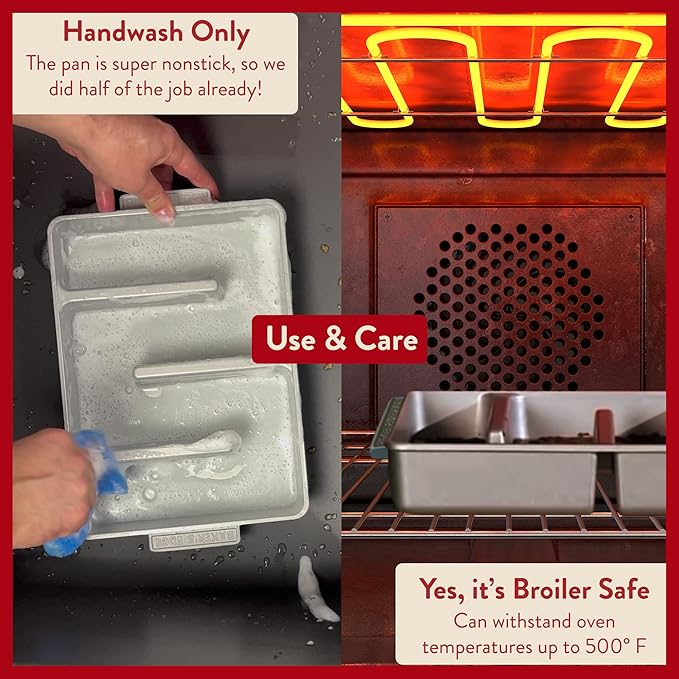 Baker's Edge Brownie Pan, The Original All Edges Brownie Pan for Baking | Premium Double Nonstick Coating, Heavy Gauge Cast Aluminum, Rectangular 9x12” Size Baking Pan - US Patented Design