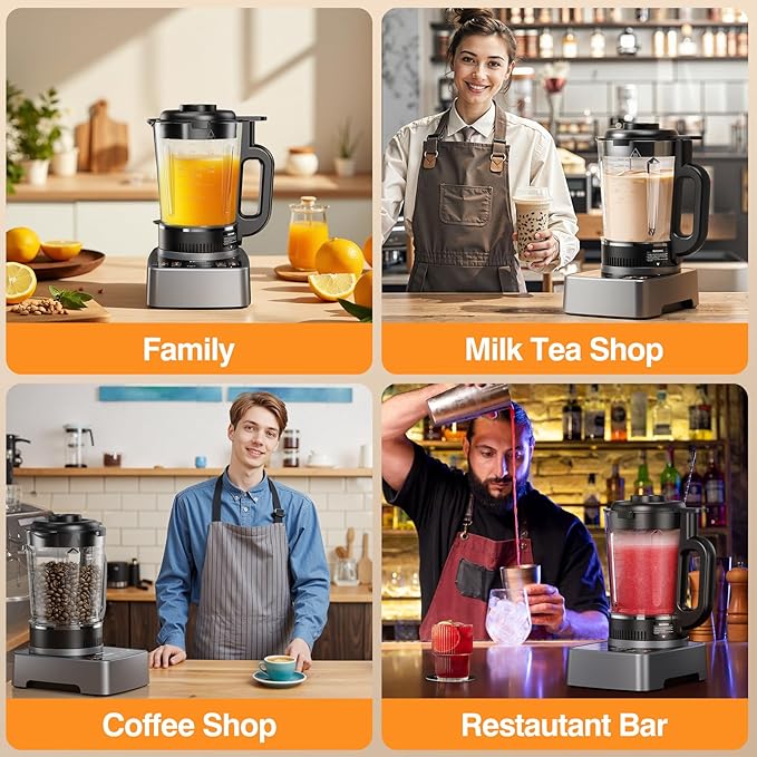 Blenders for Kitchen with Heating, PRASKY 1000W Professional Glass Blender 55oz, 1000 RPM High Speed Shake Juice for Smoothies Blender Keep Warm, Auto Clean for Ice Crushing Soups Sauces (Sliver)