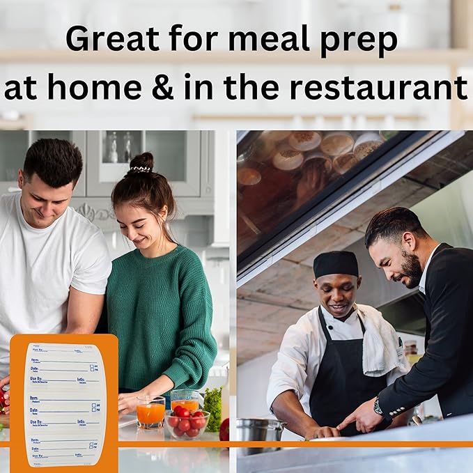 2x1 Dissolvable Labels for Food Containers (500, Blue) - Writeable, Heat-Resistant, Freezer-Safe, Bilingual Restaurant Supplies