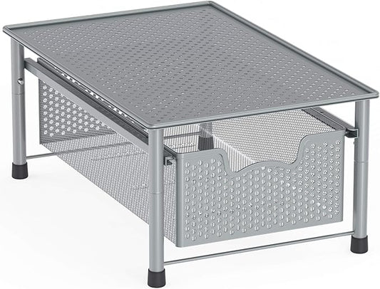 Simple Houseware Stackable Cabinet Basket Drawer Organizer, Silver