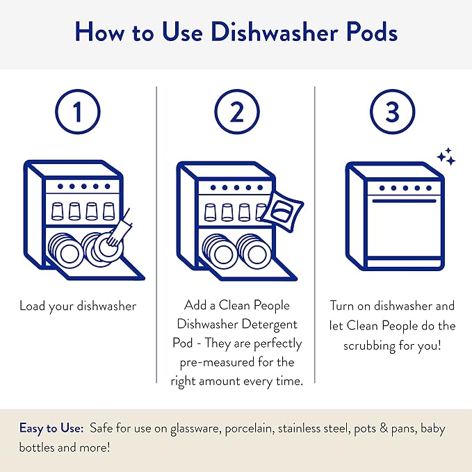 The Clean People Dishwasher Detergent Pods | Cuts Grease and Rinses Sparkling Clean | Residue-Free | Lavender, 30 Pack
