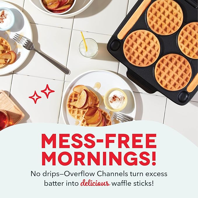 DASH Multi Mini Waffle Maker: Four Mini Waffles, Perfect for Families and Individuals, 4 Inch Dual Non-stick Surfaces with Quick Release & Easy Clean - Aqua