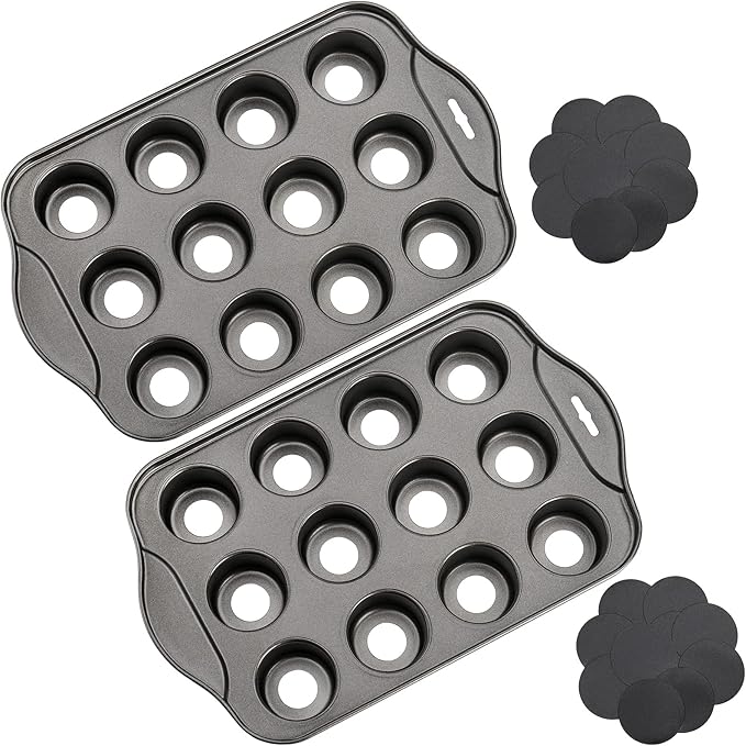 Tosnail 2 Pack 12 Cavity Mini Cheesecake Pan with Removable Bottom