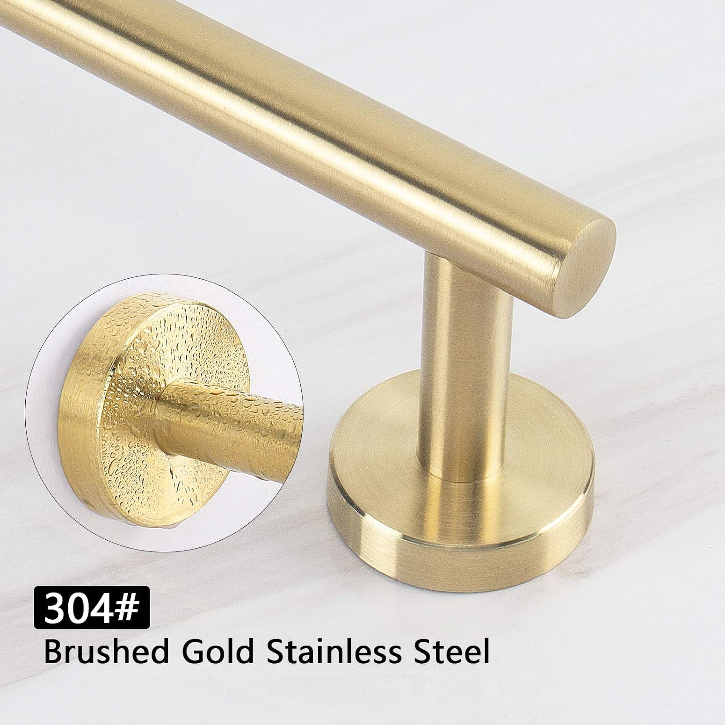 NearMoon Bath Towel Bar, Bath Accessories Thicken Stainless Steel Shower Towel Rack for Bathroom, Towel Holder Wall Mounted (1 Pack, Brushed Gold, 24 Inch)