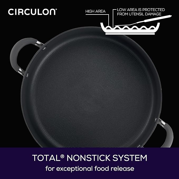 Circulon 83908 Radiance Hard Anodized Nonstick Stock Pot/Stockpot with Lid - 7.5 Quart, Gray