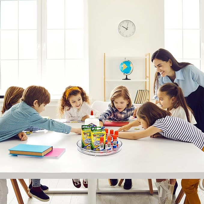 Sorbus 9 Inch Flat Clear Lazy Susan Organizer, Turntable Organizer for Spice Organization for Cabinet, Lazy Susan Turntable for Kitchen, Home, Office, Closet, Laundry Room Organization (4-Pack)