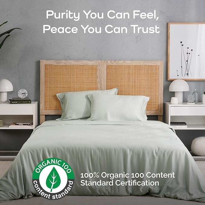 100% Viscose from Bamboo Sheets King Size, Super Soft Bedding Set, 4PC Cooling Sheets for Hot Sleepers, Vegan Silk Moisture Wicking, Organically Grown Bedsheet, Sage - 76" x 80"