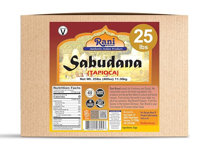 Rani Sabudana (Tapioca/Sago) Pearls 400oz (25lbs) 11.36kg Bulk Box ~ All Natural | Vegan | No Colors | NON-GMO | Indian Origin