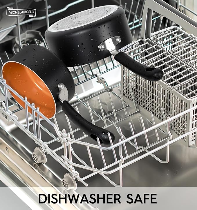 MICHELANGELO Nonstick Sauce Pan with Lid 1QT, 2QT & 3QT, Ceramic Saucepan Set, Copper Sauce pans, Non-Toxic Saucepan, Multipurpose Cooking Pots Set For Home Kitchen, Compatible induction