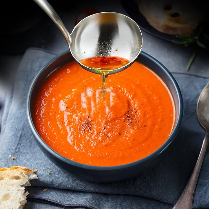 High Grade Soup Ladle,Cooking Ladle for Soup,Ergonomic Grip of Handle,Premium Stainless Steel Kitchen Spoon（Brashed)