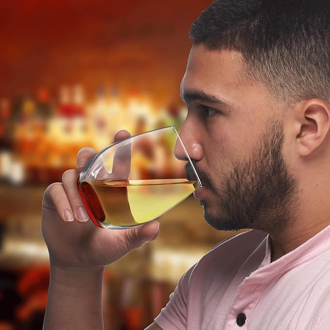 DISCOUNT PROMOS 10 ARC Stemless Wine Glasses Set, 21 oz. - Chardonnay, Cabernet, Merlot, Sauvignon - Red