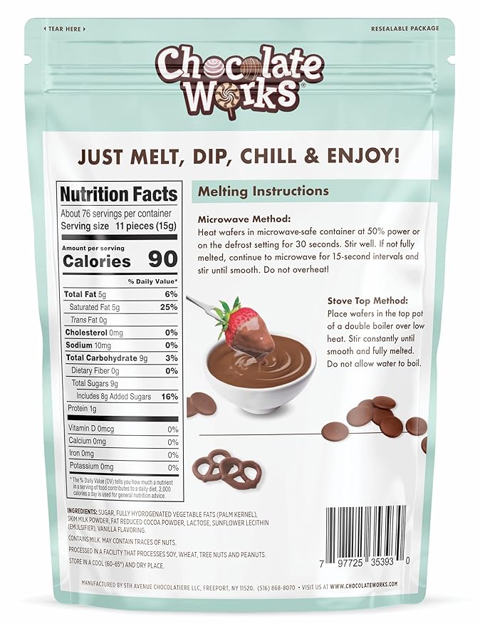 Chocolate Works Milk Chocolate Melting Chocolate Wafers, 2.5lb (Pack of 1)