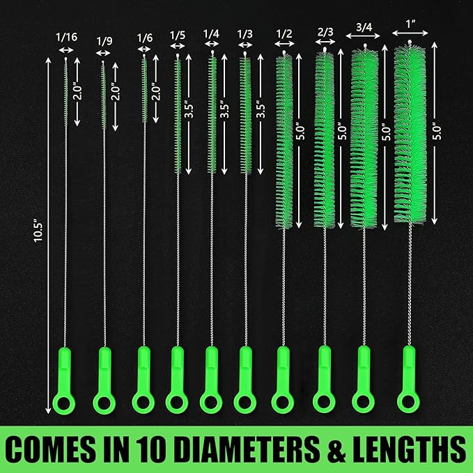 Long Straw Cleaning Brushes 10.5" Baby Bottle Cleaning Brushes,10 Different Diameter Bottle Brush,Detachable Clip Home Bottle Cleaning Brushes for Sippy Cup,Water Bottle,Teapot,Espresso Machines