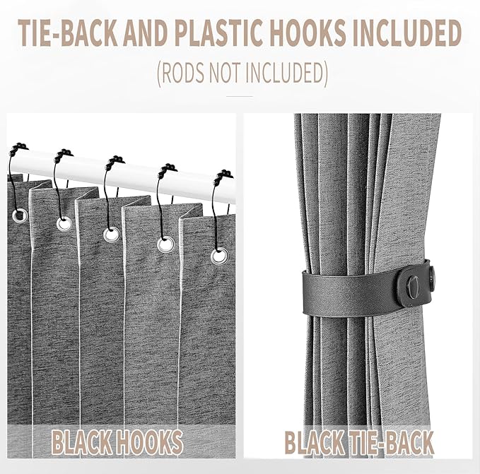 Vatge Closet Curtain for Open Closet, Pleated Folding Curtains for Doorway, Privacy Room Divider for Separation,1 Panel with Tieback, W39 x L78, Grey