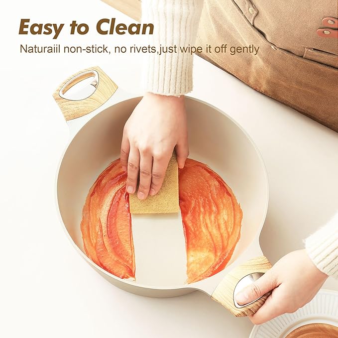 SENSARTE Ceramic Pots and Pans Set Nonstick, Kitchen Cookware Sets, 14-Piece Induction Cookware, Non-toxic Healthy Non Stick Cooking Set, with Frying Pans Set, PFAS PTFE PFOA PFOS Free