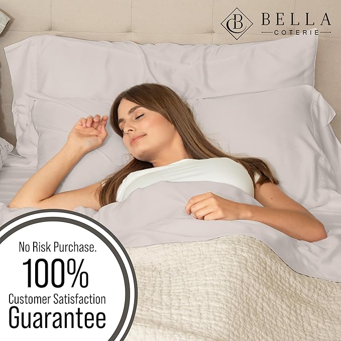 Bella Coterie Luxury Bamboo Viscose Full Size Sheet Set | 100% Organically Grown | Ultra Soft | Cooling for Hot Sleepers | 18" Deep Pocket [Dune]