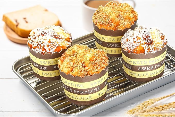 Baking Sheet with Rack Set, Yododo Set of 4 (2 Sheets + 2 Racks), Stainless Steel Cookie Sheet Baking Pan Tray with Cooling Rack, Non Toxic & Heavy Duty & Easy Clean - Size of 9 inch