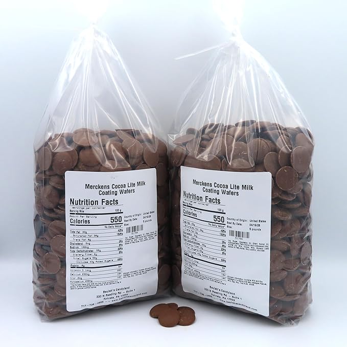 MERCKENS Coating Wafers, Milk Melting Chocolate, Cocoa Lite, 10 Pounds