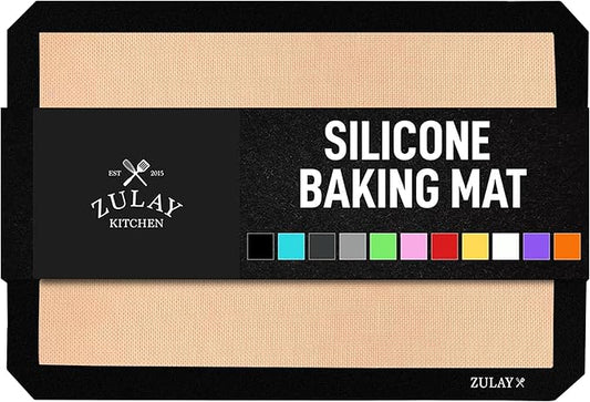 Zulay Kitchen Silicone Baking Mat Sheet Set - Reusable Baking Mat Nonstick - Half Sheet Baking Mat For Oven (Black, 1 Pack)
