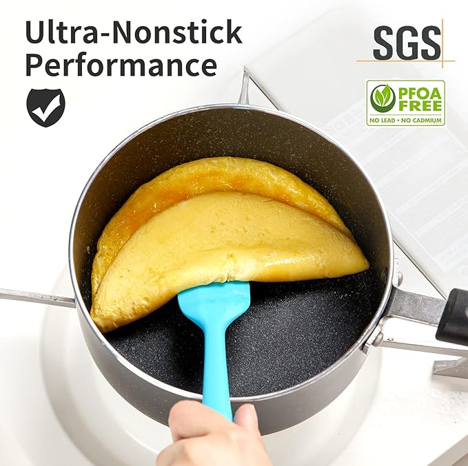 Nonstick Saucepan Set - 1.5 Quart and 2.5Quart,Ultra Non Stick Sauce Pan Small Pot with Glass Lid,Great for Home Kitchen Restaurant,Black