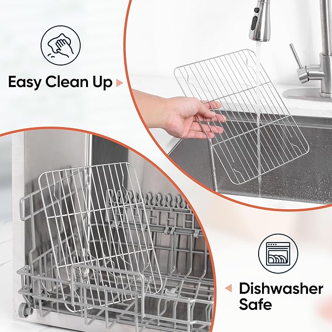 Stainless Steel Cooling Racks Set of 2, Homikit 11.6”*9.1” Heavy Duty Wire Baking Rack for Cooking Roasting Grilling Bacon Cake Cookies, Non Toxic & Rust Free